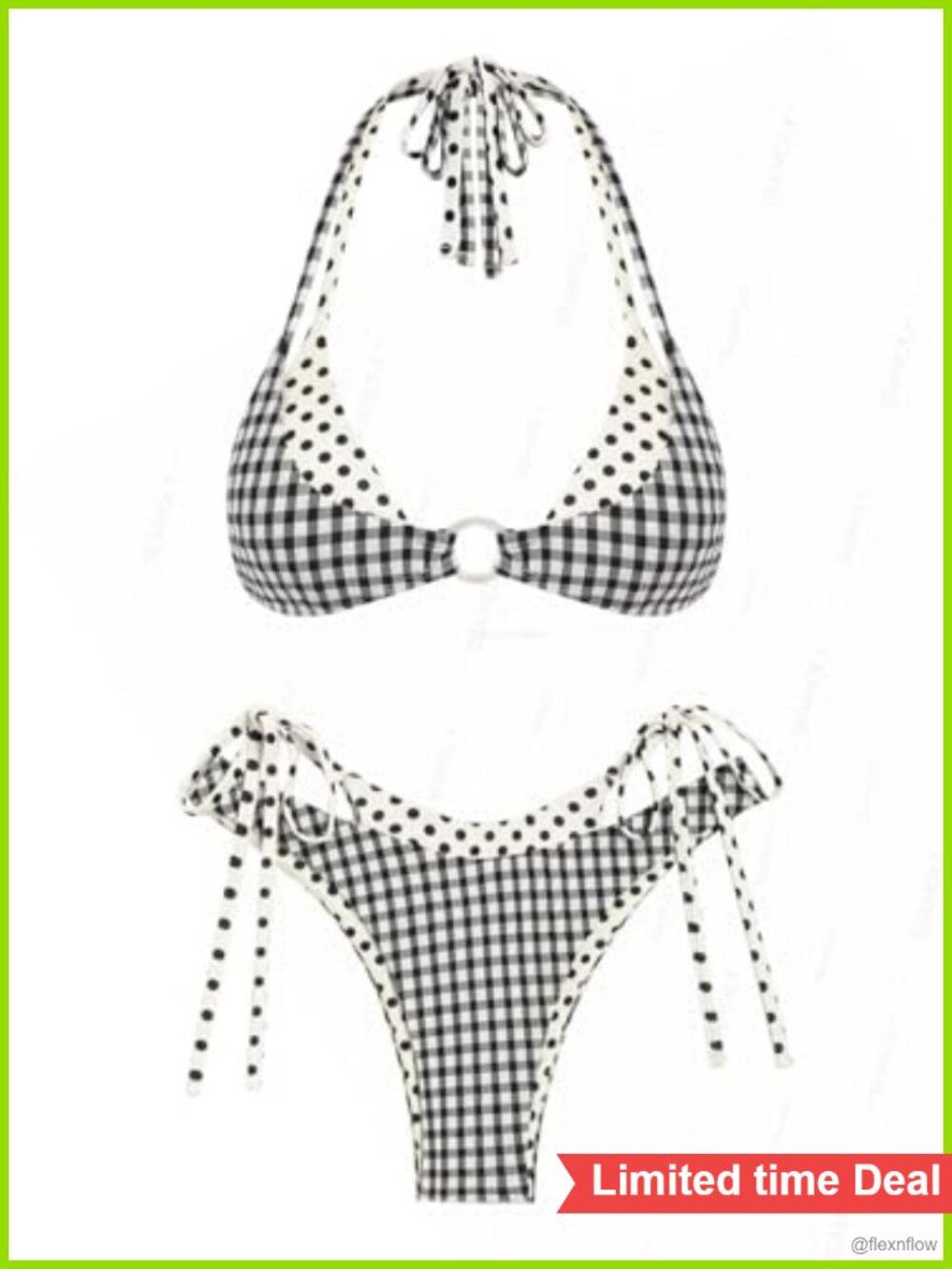 High Stretch Polyester Triangle Bikini Set Halter Tie Side Two Piece Swimsuit
